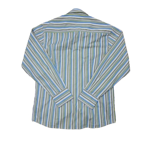 YMLA Mens Small Multicolor Striped Button Up Long Sleeve Embroidered Floral - Picture 3 of 6